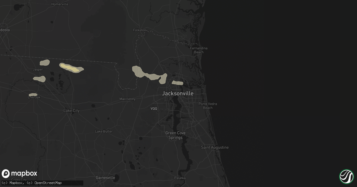 Hail map in Jacksonville, FL on July 29, 2026