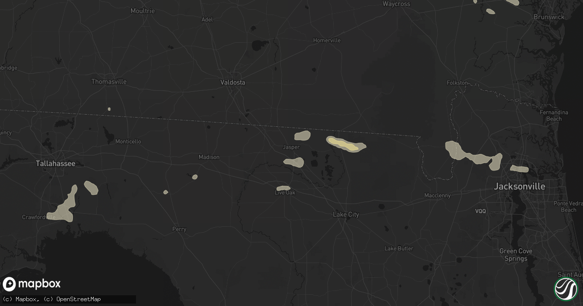 Hail map in Jasper, FL on July 29, 2026