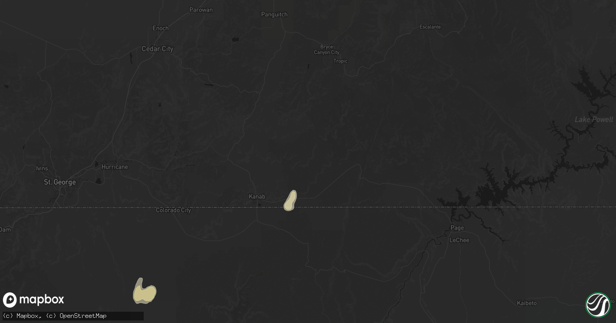 Hail map in Kanab, UT on July 29, 2026