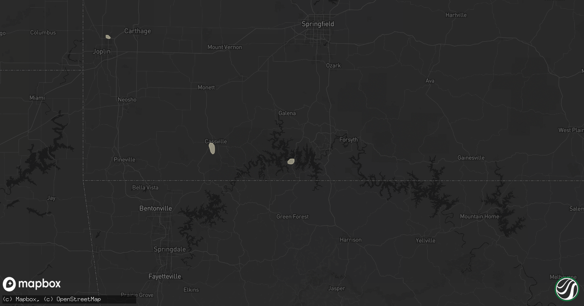 Hail map in Kimberling City, MO on July 29, 2026