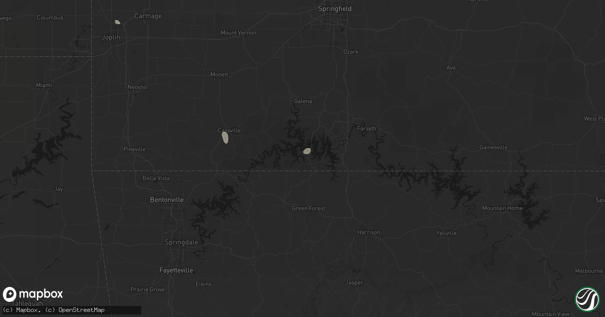 Hail map in Lampe, MO on July 29, 2026