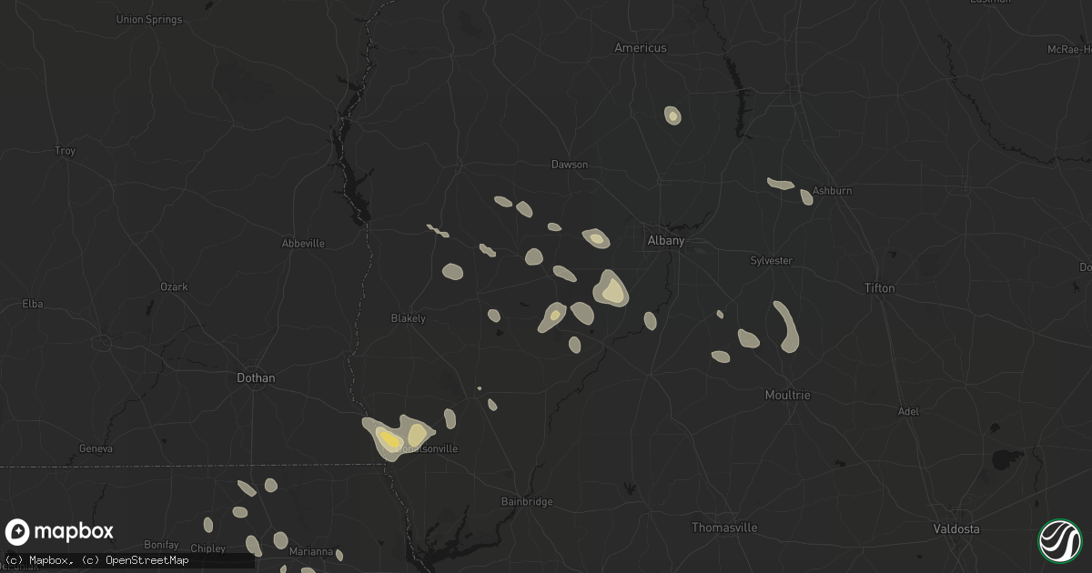 Hail map in Leary, GA on July 29, 2026