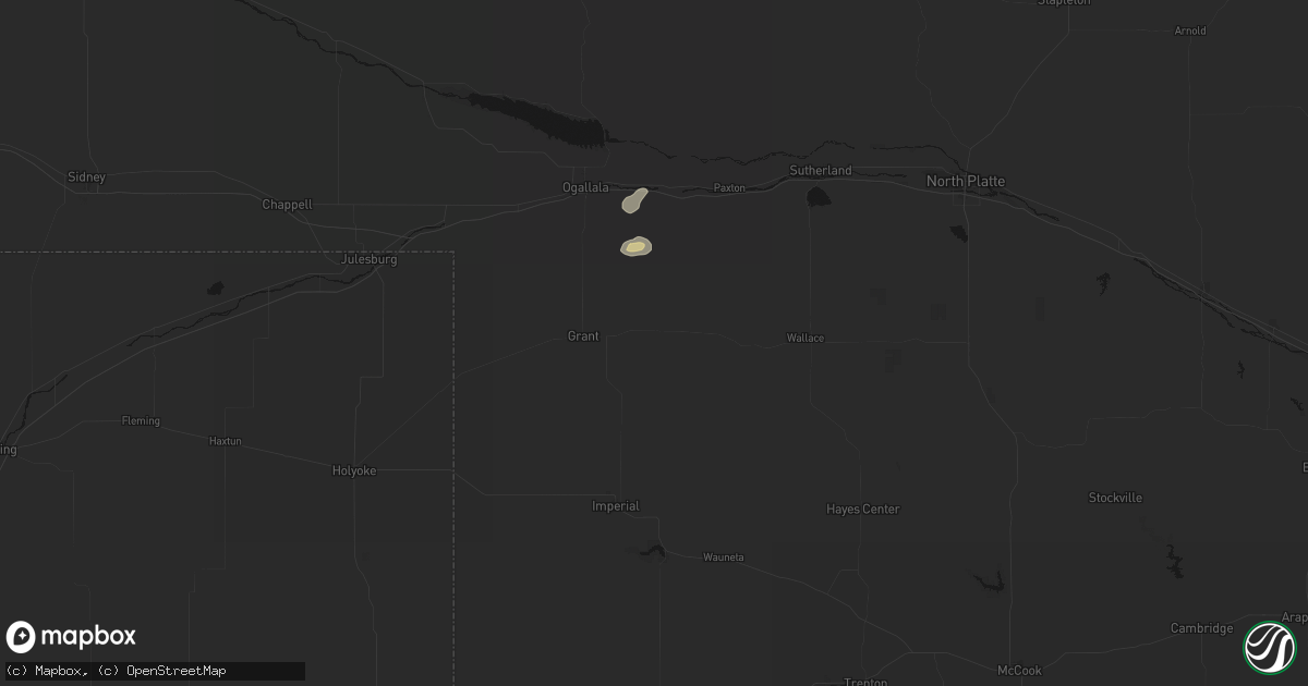 Hail map in Madrid, NE on July 29, 2026