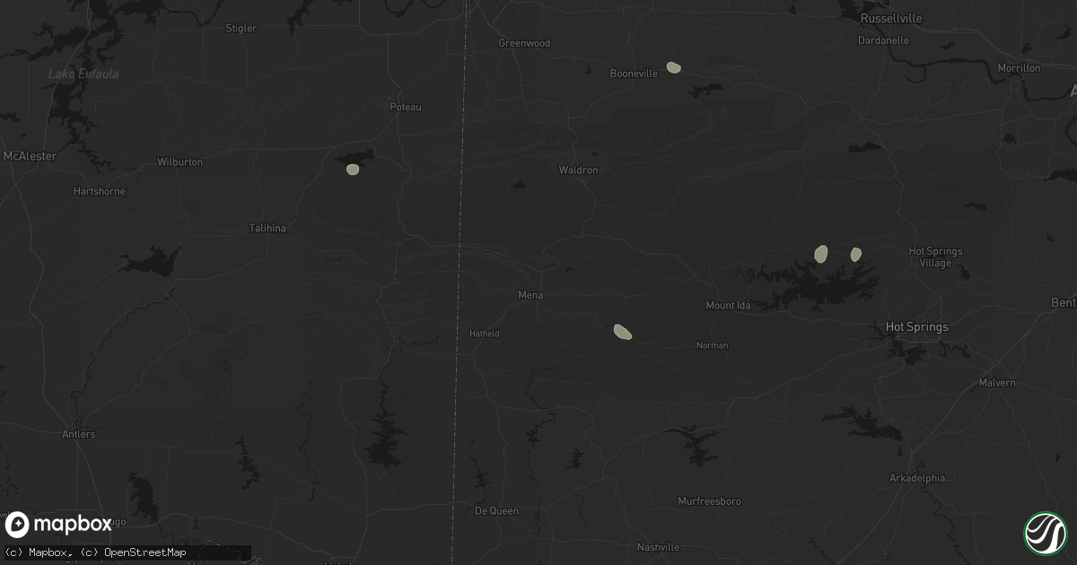 Hail map in Mena, AR on July 29, 2026