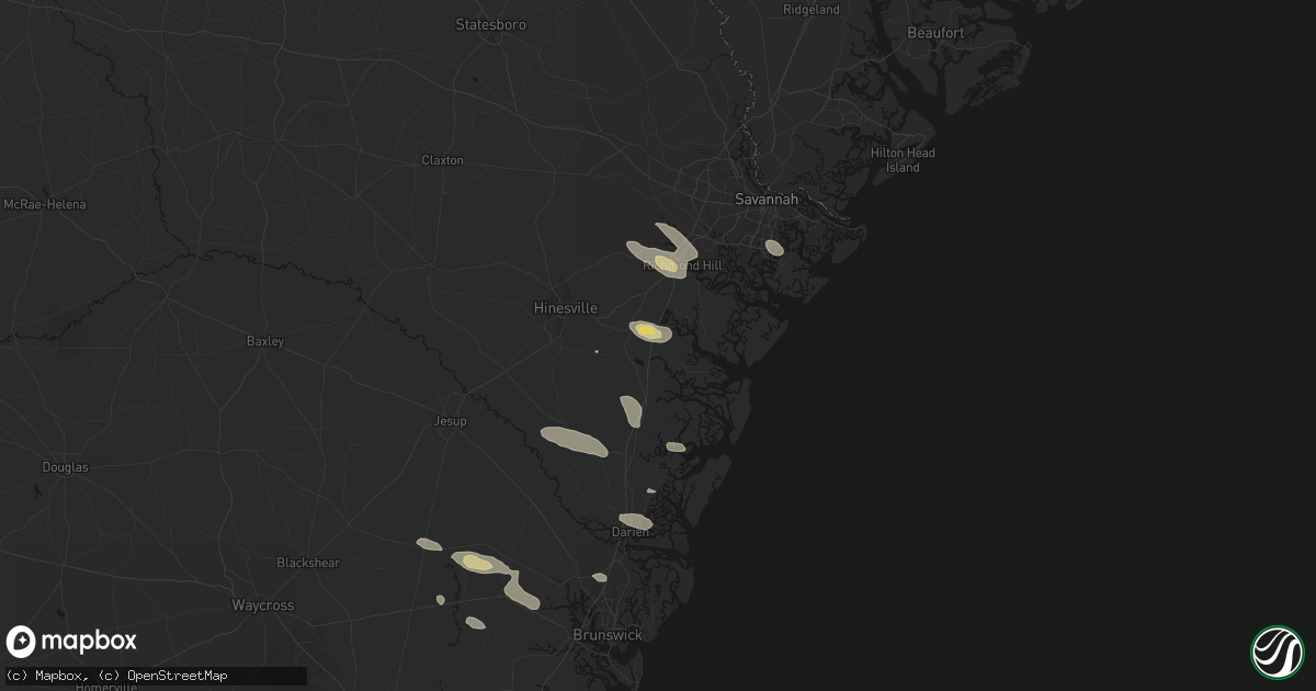 Hail map in Midway, GA on July 29, 2026