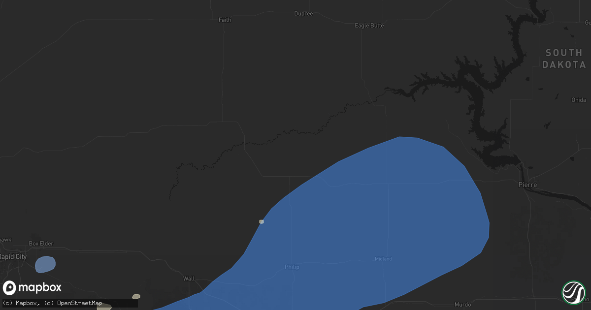 Hail map in Milesville, SD on July 29, 2026
