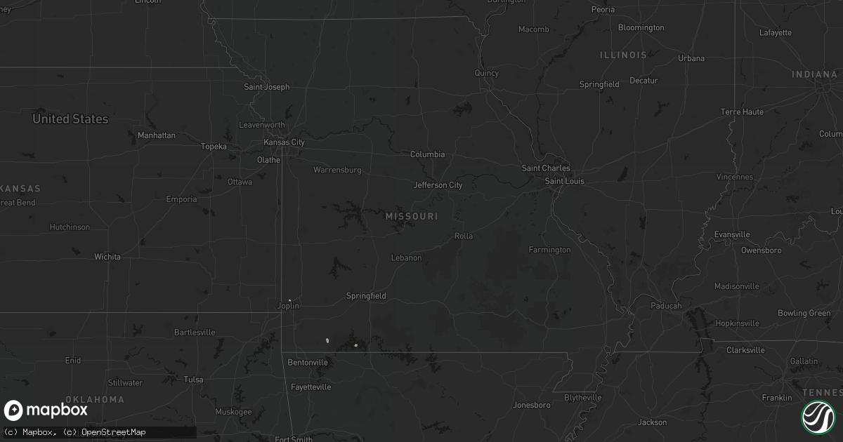 Hail map in Missouri on July 29, 2026