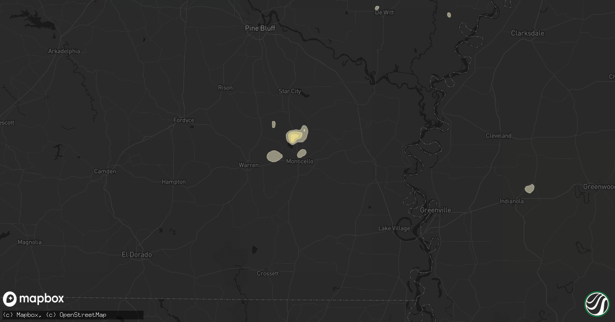 Hail map in Monticello, AR on July 29, 2026
