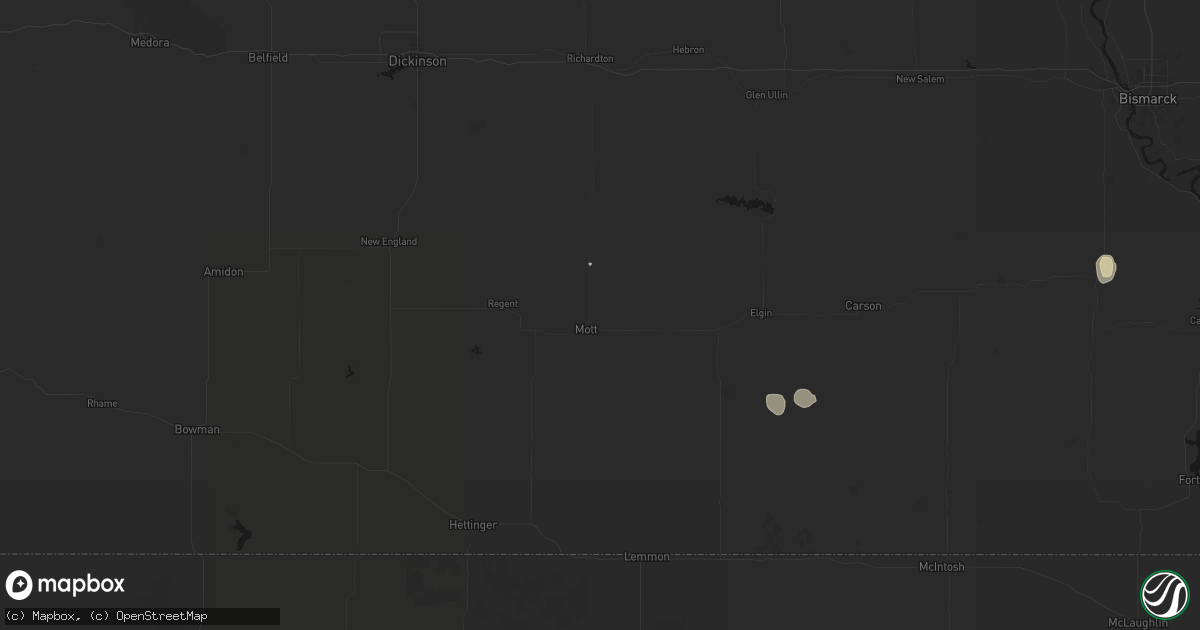 Hail map in Mott, ND on July 29, 2026