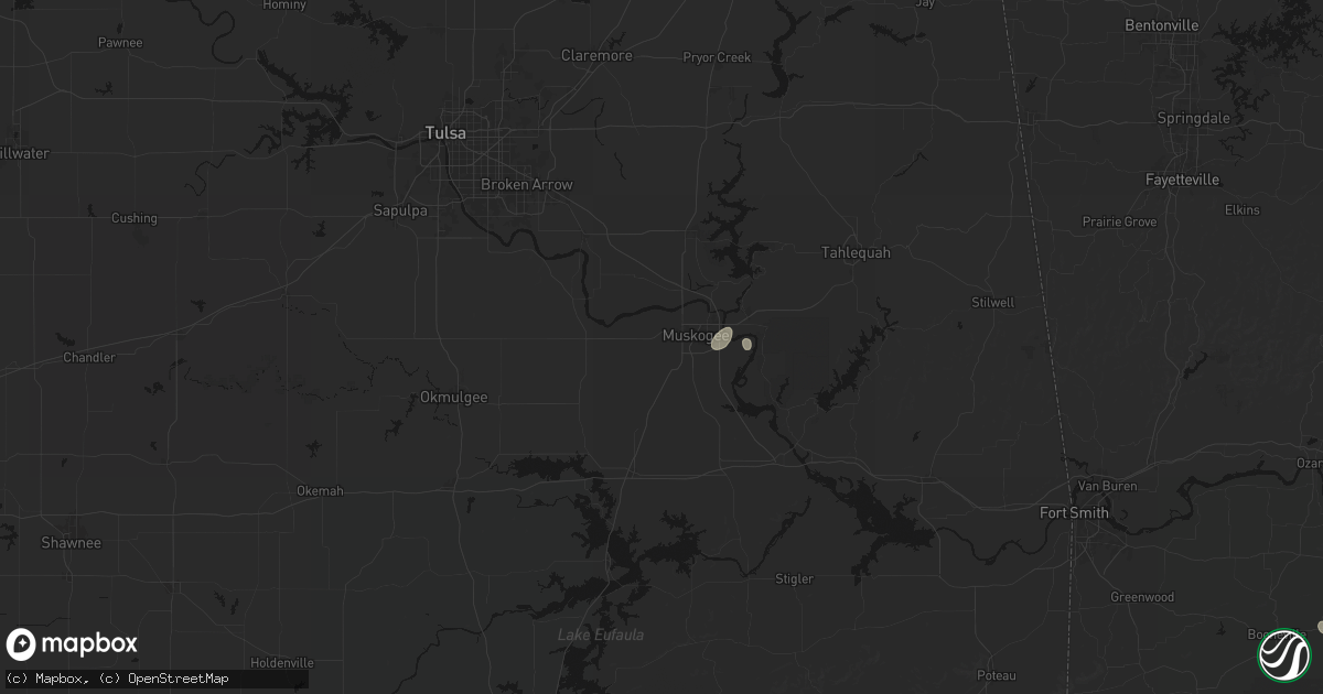 Hail map in Muskogee, OK on July 29, 2026