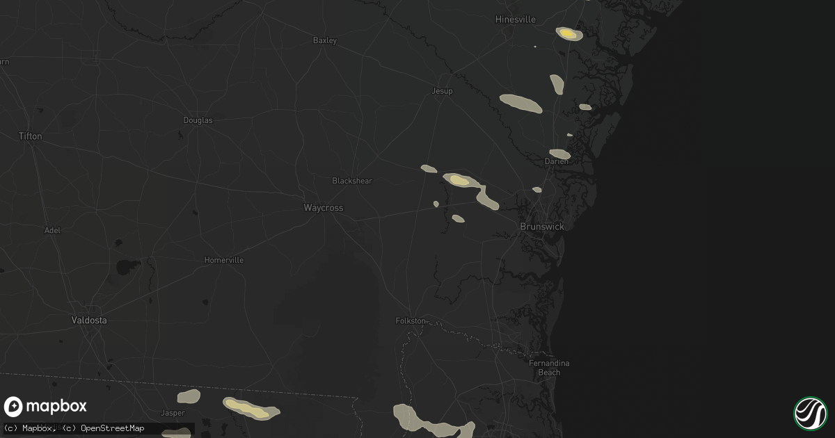 Hail map in Nahunta, GA on July 29, 2026