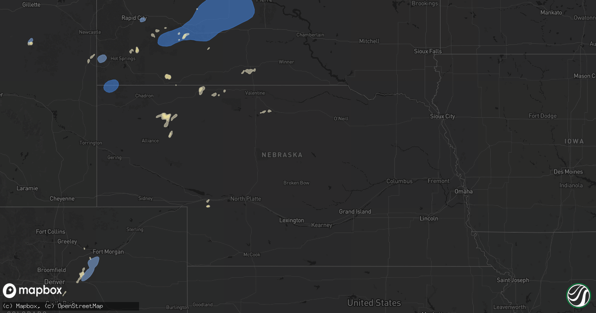 Hail map in Nebraska on July 29, 2026