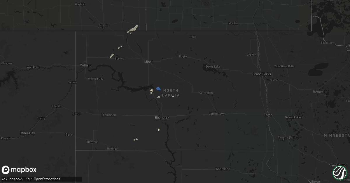 Hail map in North Dakota on July 29, 2026