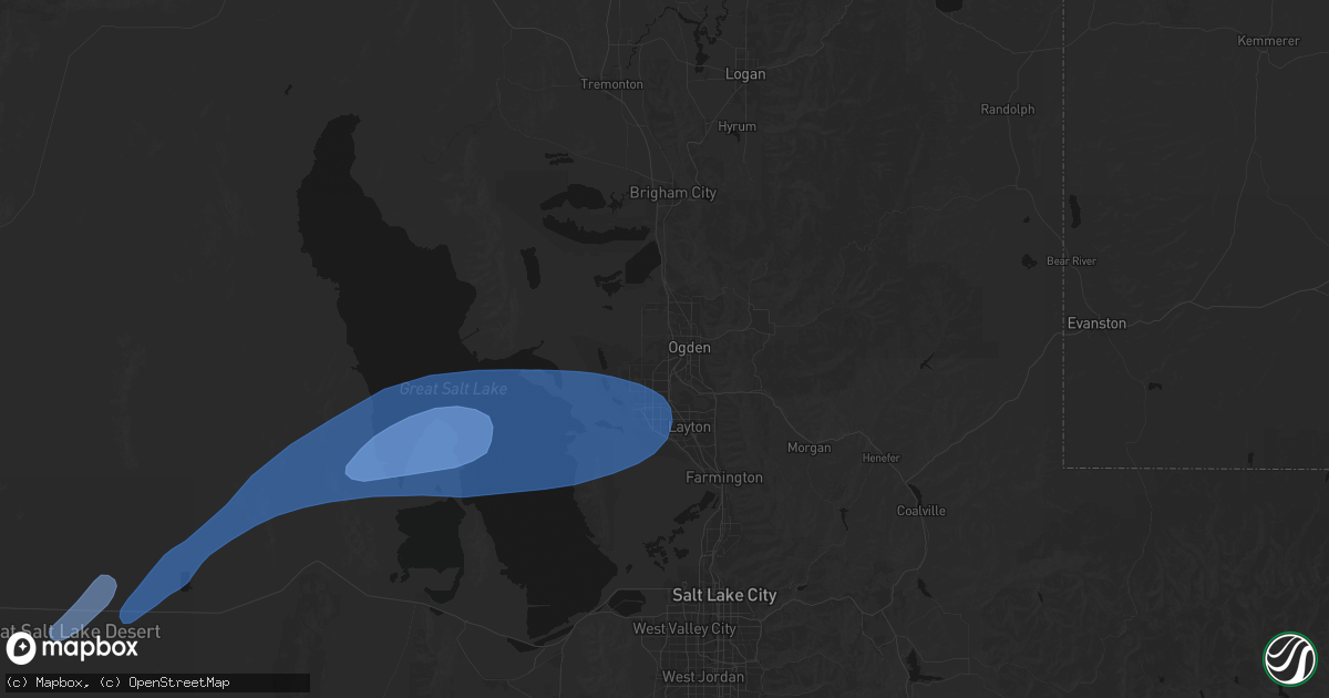 Hail map in Ogden, UT on July 29, 2026