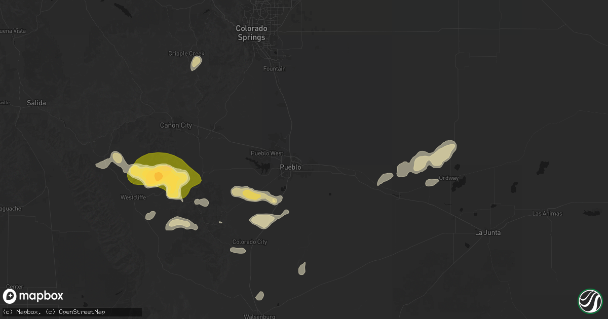 Hail map in Pueblo, CO on July 29, 2026