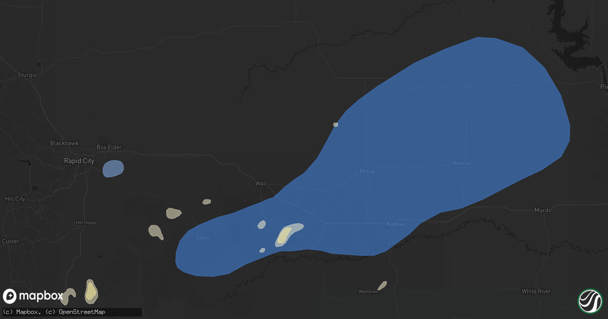 Hail map in Quinn, SD on July 29, 2026