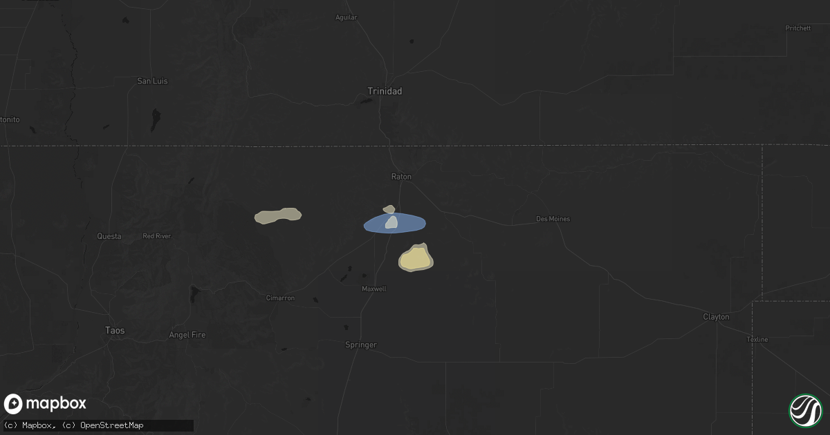 Hail map in Raton, NM on July 29, 2026