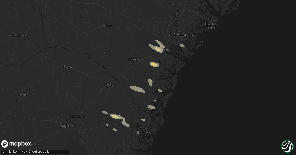 Hail map in Riceboro, GA on July 29, 2026