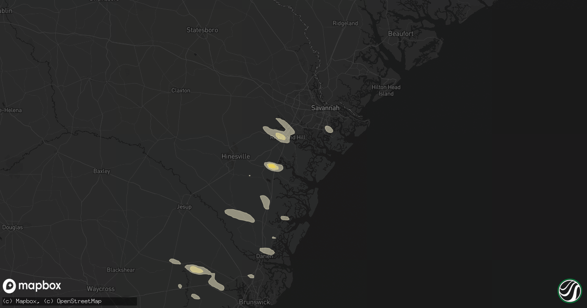Hail map in Richmond Hill, GA on July 29, 2026