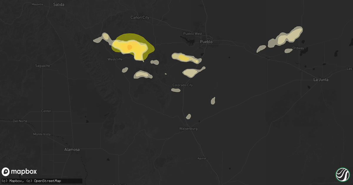 Hail map in Rye, CO on July 29, 2026