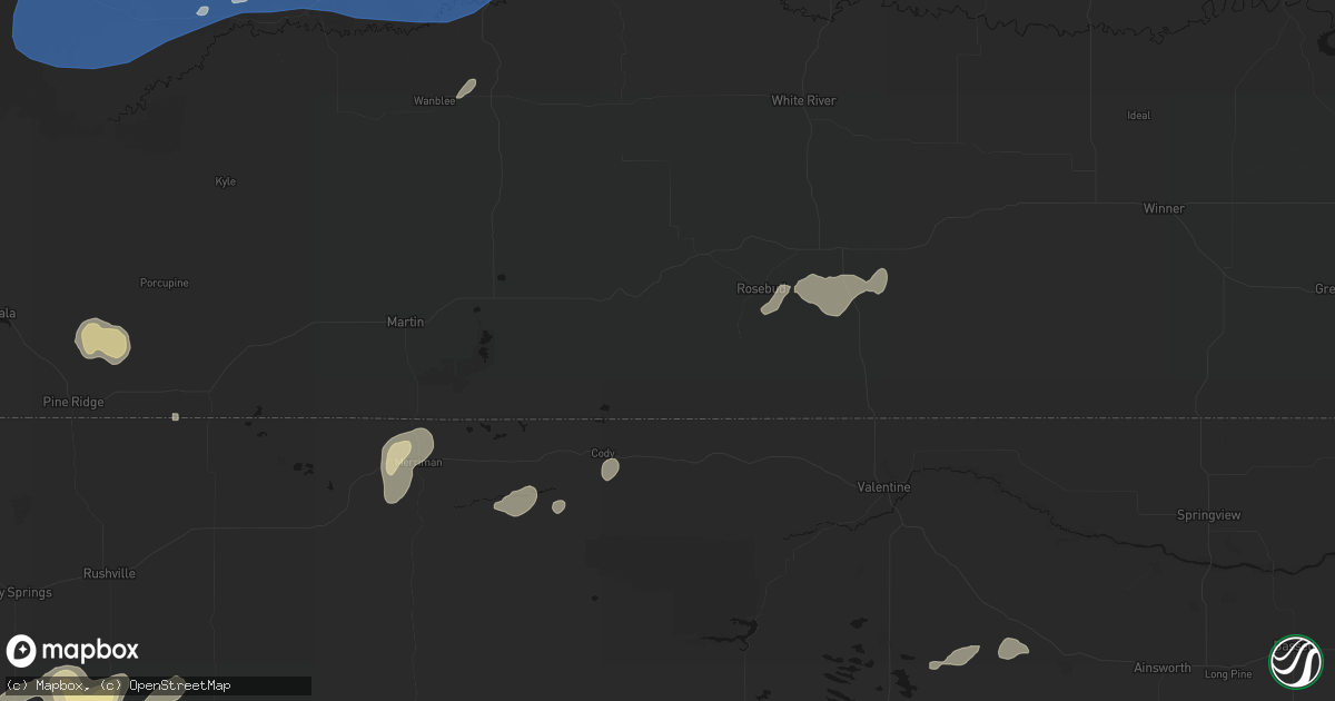 Hail map in Saint Francis, SD on July 29, 2026