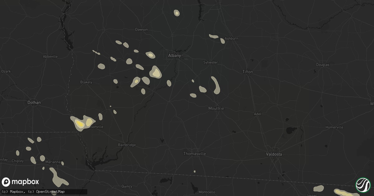Hail map in Sale City, GA on July 29, 2026