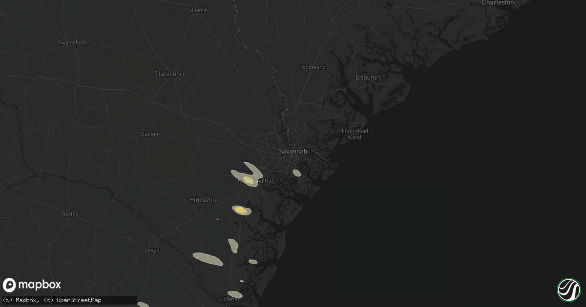 Hail map in Savannah, GA on July 29, 2026