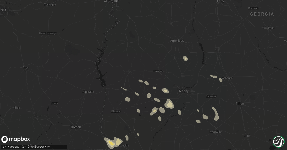 Hail map in Shellman, GA on July 29, 2026