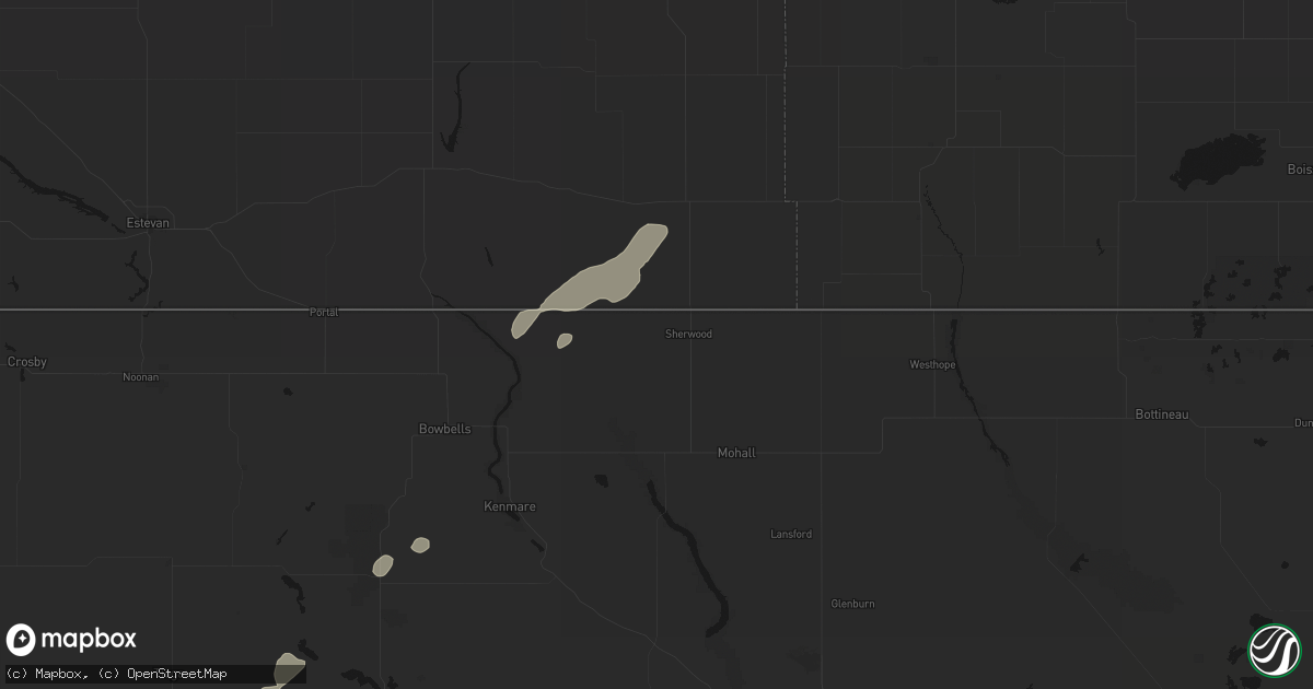 Hail map in Sherwood, ND on July 29, 2026