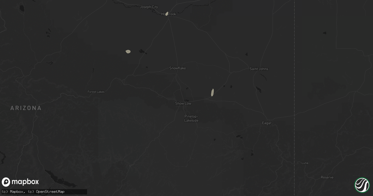 Hail map in Show Low, AZ on July 29, 2026