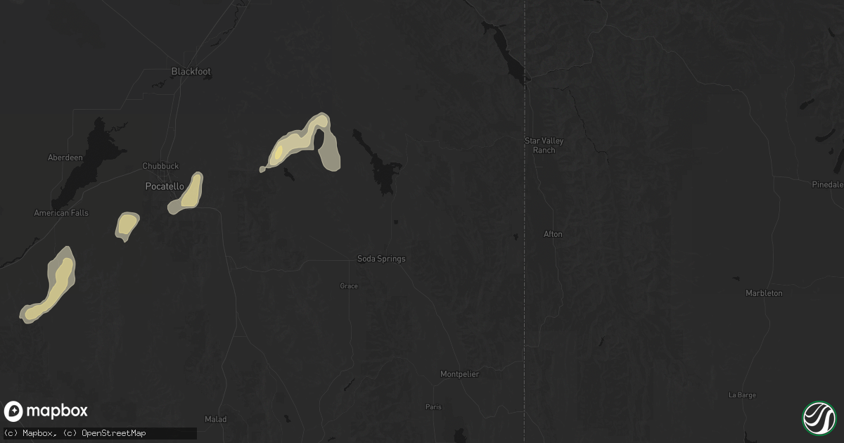 Hail map in Soda Springs, ID on July 29, 2026