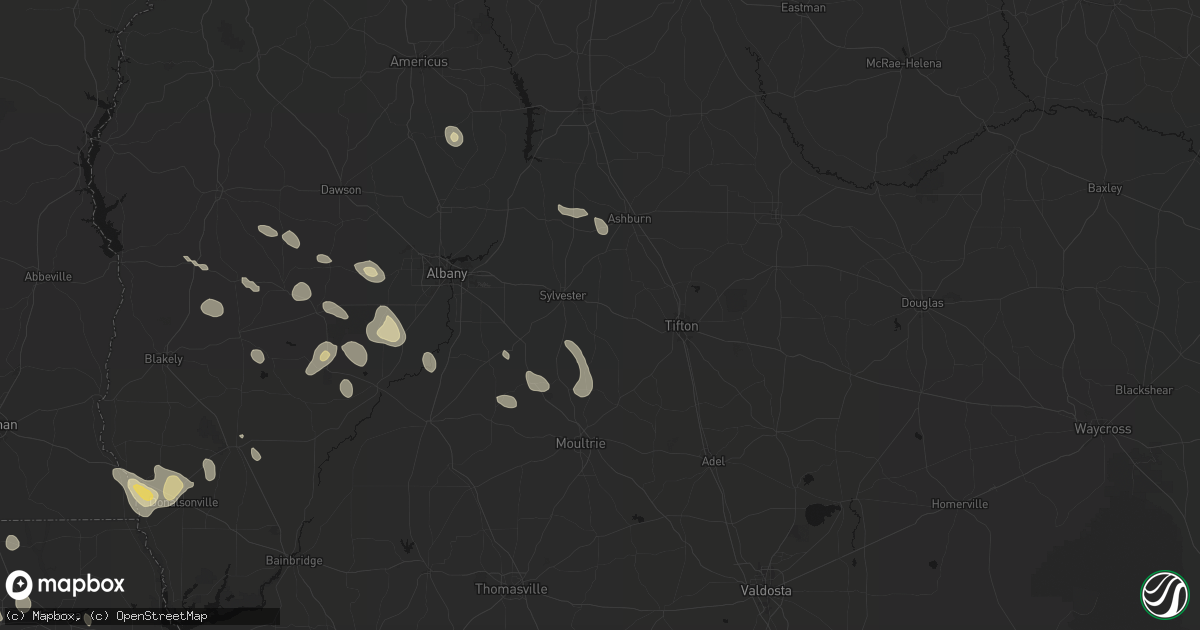 Hail map in Sumner, GA on July 29, 2026
