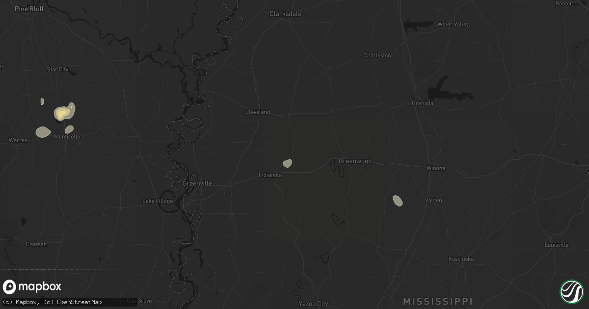 Hail map in Sunflower, MS on July 29, 2026