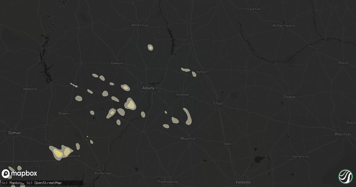 Hail map in Sylvester, GA on July 29, 2026