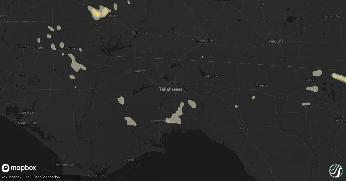 Hail map in Tallahassee, FL on July 29, 2026