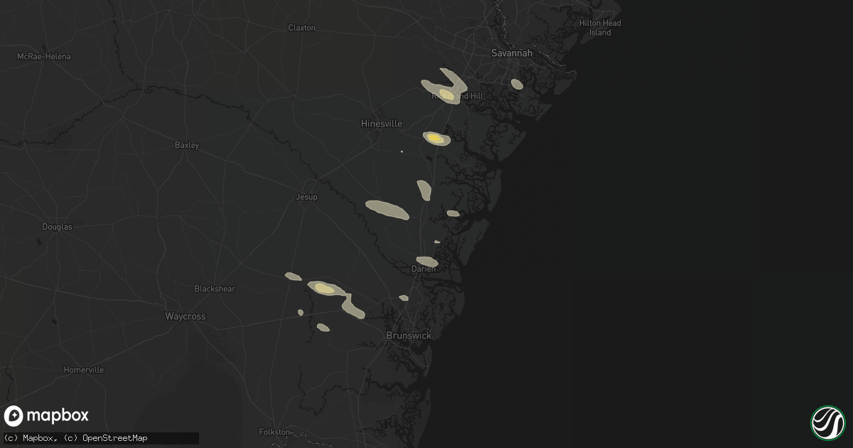 Hail map in Townsend, GA on July 29, 2026