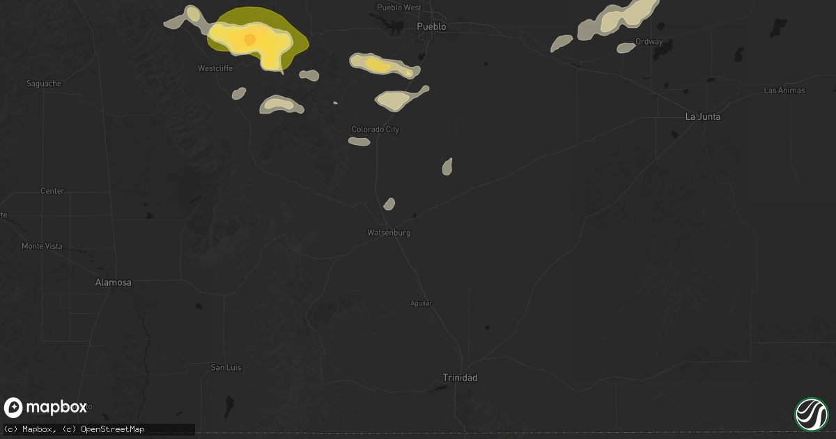 Hail map in Walsenburg, CO on July 29, 2026