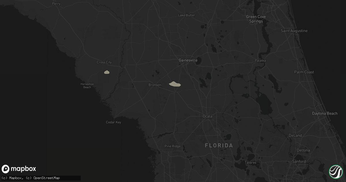 Hail map in Williston, FL on July 29, 2026