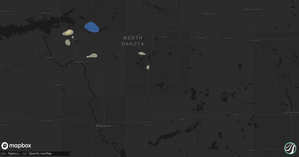 Hail map in Wing, ND on July 29, 2026