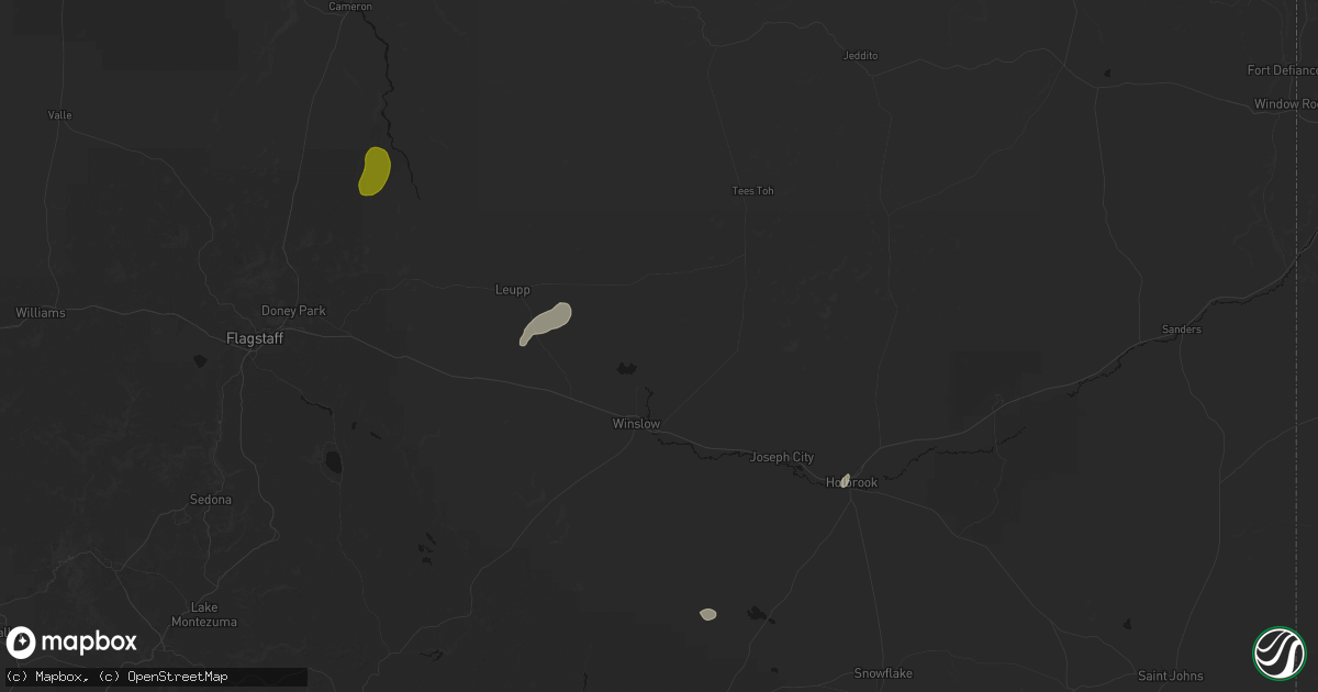Hail map in Winslow, AZ on July 29, 2026