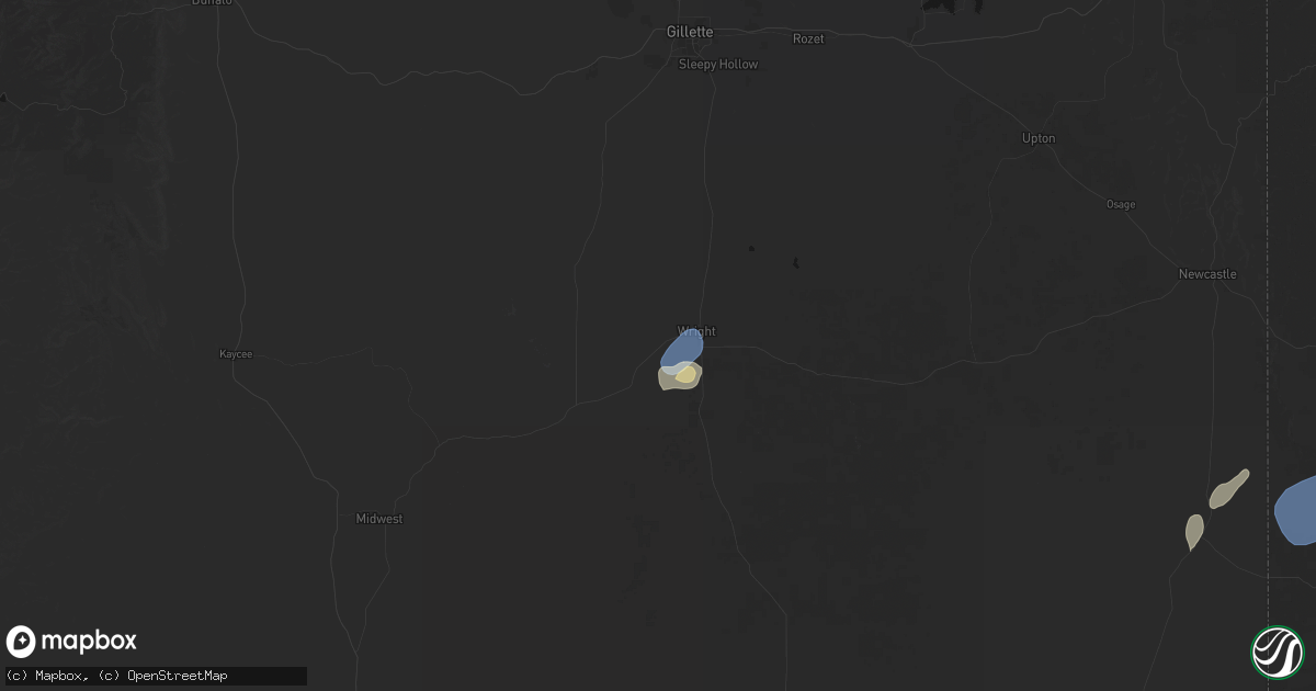 Hail map in Wright, WY on July 29, 2026