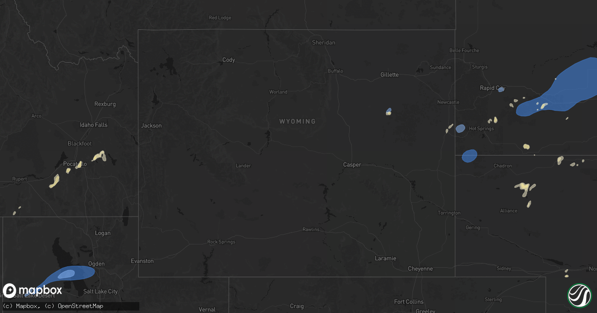 Hail map in Wyoming on July 29, 2026