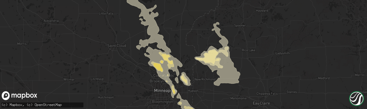 Hail map in Amery, WI on July 30, 2011