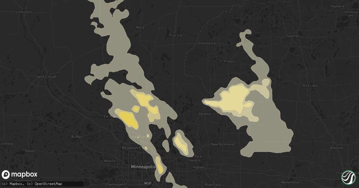 Hail map in Amery, WI on July 30, 2011