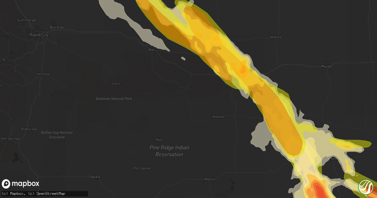 Hail map in Parmelee, SD on July 30, 2013
