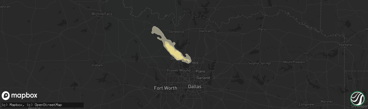 Hail map in Aubrey, TX on July 30, 2014