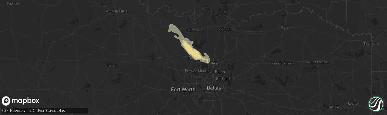 Hail map in Denton, TX on July 30, 2014