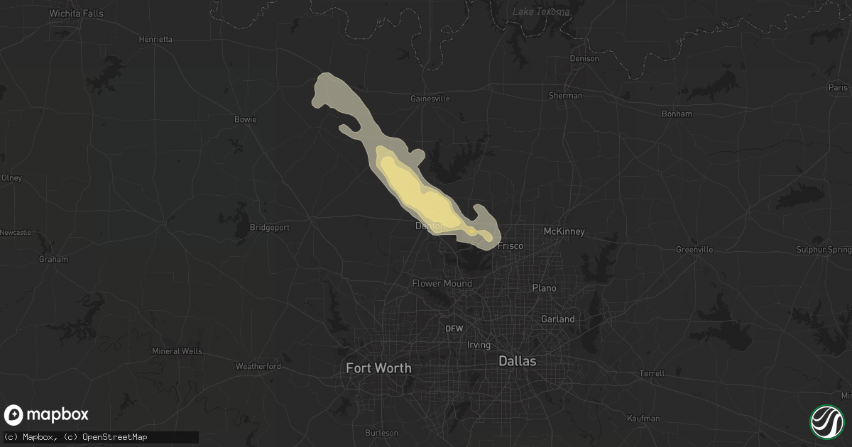 Hail map in Denton, TX on July 30, 2014