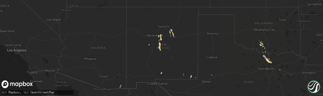 Hail map in New Mexico on July 30, 2014