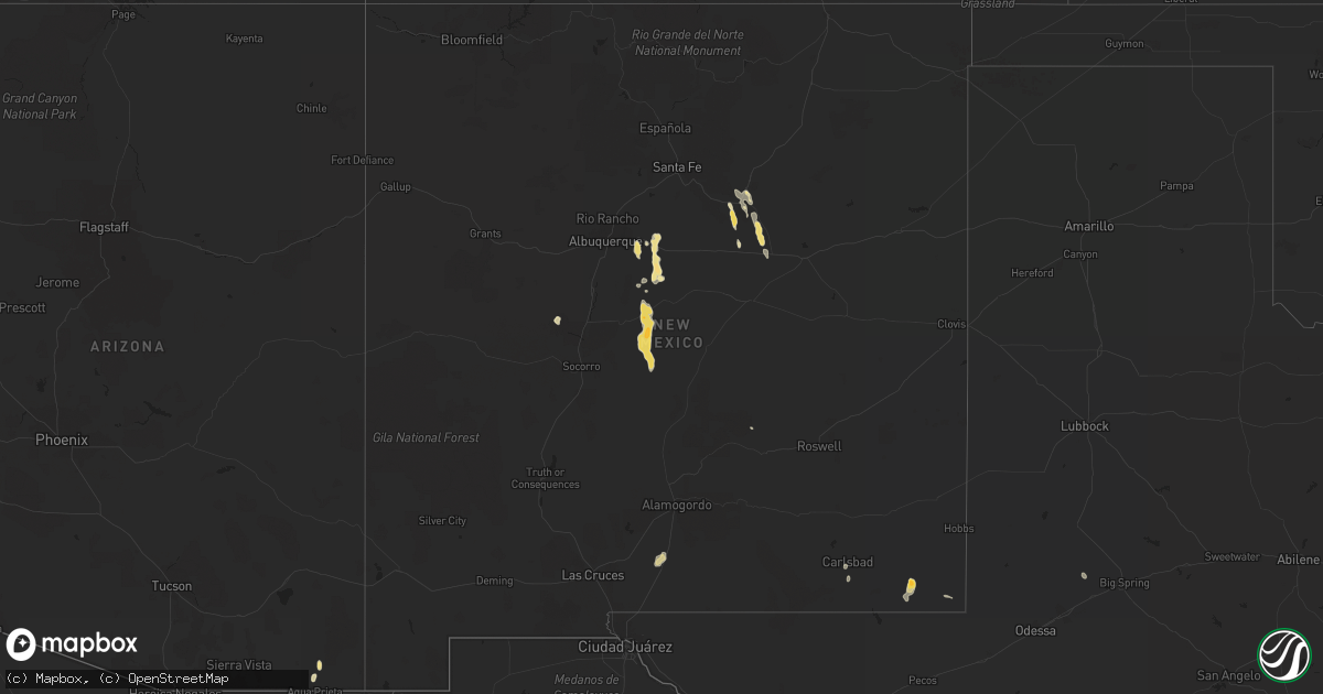 Hail map in New Mexico on July 30, 2014